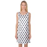 Fly Phot Motif Seamless Black And White Pattern Sleeveless Satin Nightdress