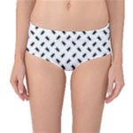 Fly Phot Motif Seamless Black And White Pattern Mid-Waist Bikini Bottoms