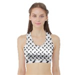 Fly Phot Motif Seamless Black And White Pattern Sports Bra with Border