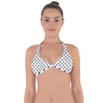 Fly Phot Motif Seamless Black And White Pattern Halter Neck Bikini Top