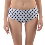 Fly Phot Motif Seamless Black And White Pattern Reversible Mid-Waist Bikini Bottoms