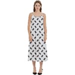 Fly Phot Motif Seamless Black And White Pattern Casual Spaghetti Strap Midi Dress