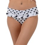 Fly Phot Motif Seamless Black And White Pattern Frill Bikini Bottoms