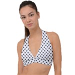 Fly Phot Motif Seamless Black And White Pattern Halter Plunge Bikini Top