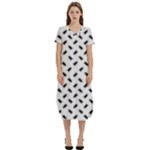 Fly Phot Motif Seamless Black And White Pattern T-Shirt Midi Dress With Pockets