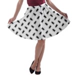 Fly Phot Motif Seamless Black And White Pattern A-line Skater Skirt