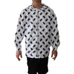 Fly Phot Motif Seamless Black And White Pattern Kids  Hooded Windbreaker