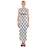 Fly Phot Motif Seamless Black And White Pattern Fitted Maxi Dress