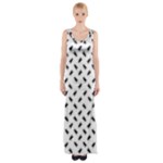 Fly Phot Motif Seamless Black And White Pattern Thigh Split Maxi Dress