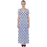 Fly Phot Motif Seamless Black And White Pattern High Waist Short Sleeve Maxi Dress