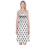 Fly Phot Motif Seamless Black And White Pattern Midi Sleeveless Dress