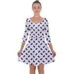 Fly Phot Motif Seamless Black And White Pattern Quarter Sleeve Skater Dress