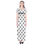 Fly Phot Motif Seamless Black And White Pattern Short Sleeve Maxi Dress