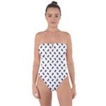 Fly Phot Motif Seamless Black And White Pattern Tie Back One Piece Swimsuit