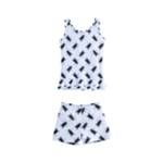 Fly Phot Motif Seamless Black And White Pattern Kids  Boyleg Swimsuit