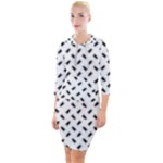 Fly Phot Motif Seamless Black And White Pattern Quarter Sleeve Hood Bodycon Dress