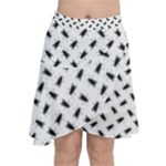 Fly Phot Motif Seamless Black And White Pattern Chiffon Wrap Front Skirt