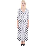 Fly Phot Motif Seamless Black And White Pattern Quarter Sleeve Wrap Maxi Dress