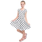 Fly Phot Motif Seamless Black And White Pattern Kids  Short Sleeve Dress