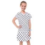 Fly Phot Motif Seamless Black And White Pattern Kids  Drop Waist Dress