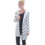 Fly Phot Motif Seamless Black And White Pattern Longline Hooded Cardigan