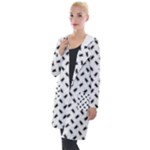 Fly Phot Motif Seamless Black And White Pattern Hooded Pocket Cardigan