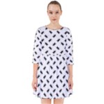 Fly Phot Motif Seamless Black And White Pattern Smock Dress