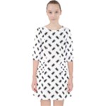 Fly Phot Motif Seamless Black And White Pattern Quarter Sleeve Pocket Dress