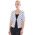 Fly Phot Motif Seamless Black And White Pattern Cropped Button Cardigan