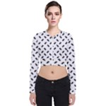 Fly Phot Motif Seamless Black And White Pattern Long Sleeve Zip Up Bomber Jacket