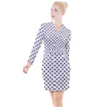 Fly Phot Motif Seamless Black And White Pattern Button Long Sleeve Dress