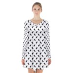 Fly Phot Motif Seamless Black And White Pattern Long Sleeve Velvet V-neck Dress