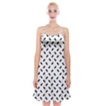 Fly Phot Motif Seamless Black And White Pattern Spaghetti Strap Velvet Dress