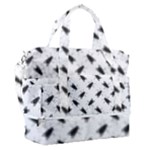 Fly Phot Motif Seamless Black And White Pattern Sports Shoulder Bag with Shoes Compartment