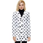 Fly Phot Motif Seamless Black And White Pattern Button Up Hooded Coat 