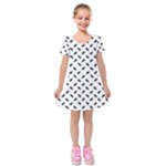 Fly Phot Motif Seamless Black And White Pattern Kids  Short Sleeve Velvet Dress