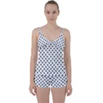 Fly Phot Motif Seamless Black And White Pattern Tie Front Two Piece Tankini