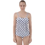 Fly Phot Motif Seamless Black And White Pattern Twist Front Tankini Set