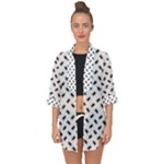 Fly Phot Motif Seamless Black And White Pattern Open Front Chiffon Kimono