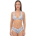 Fly Phot Motif Seamless Black And White Pattern Double Strap Halter Bikini Set