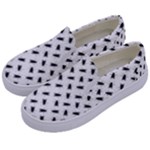 Fly Phot Motif Seamless Black And White Pattern Kids  Canvas Slip Ons