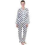 Fly Phot Motif Seamless Black And White Pattern Women s Long Sleeve Satin Pajamas Set	