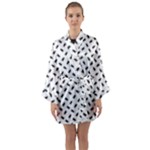 Fly Phot Motif Seamless Black And White Pattern Long Sleeve Satin Kimono