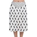 Fly Phot Motif Seamless Black And White Pattern Velvet Flared Midi Skirt