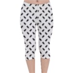 Fly Phot Motif Seamless Black And White Pattern Velvet Capri Leggings 