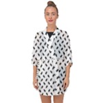 Fly Phot Motif Seamless Black And White Pattern Half Sleeve Chiffon Kimono