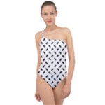 Fly Phot Motif Seamless Black And White Pattern Classic One Shoulder Swimsuit