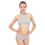 Fly Phot Motif Seamless Black And White Pattern High Neck Bikini Set