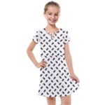 Fly Phot Motif Seamless Black And White Pattern Kids  Cross Web Dress