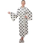 Fly Phot Motif Seamless Black And White Pattern Maxi Velvet Kimono